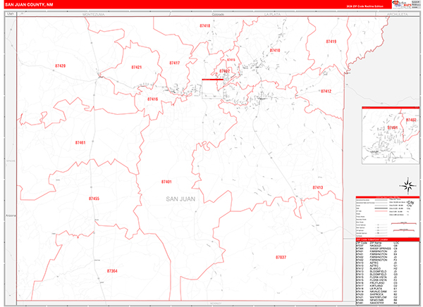 San Juan County, NM Zip Code Map